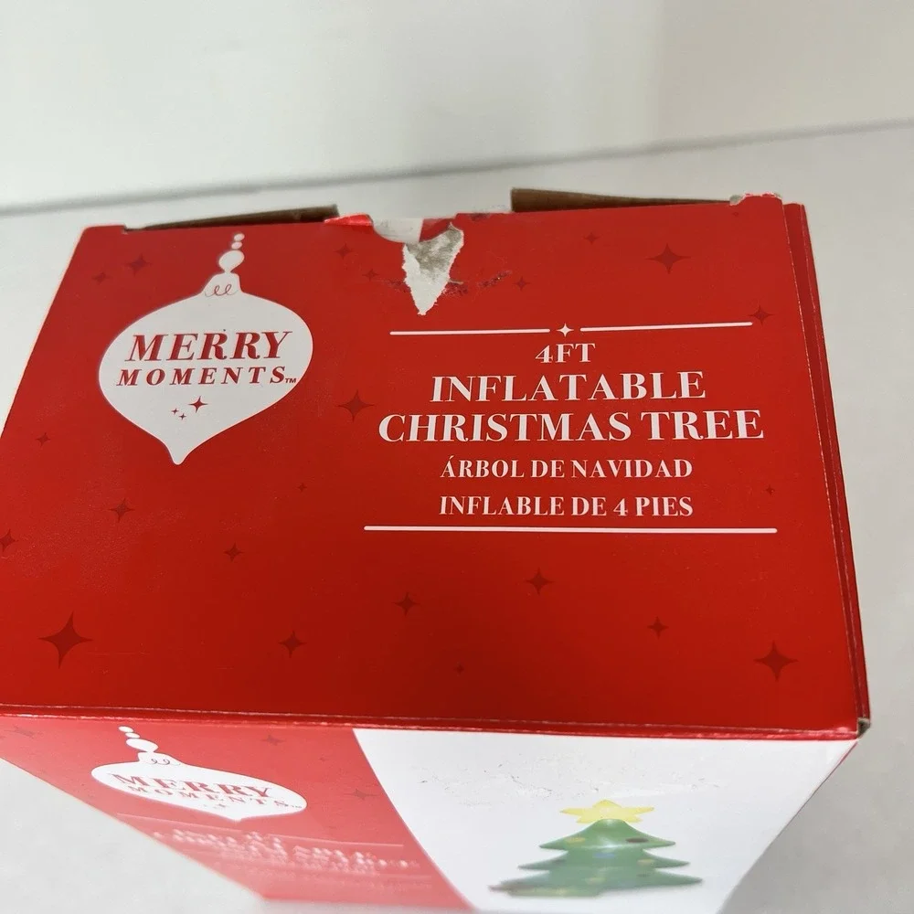 Inflatable LED Christmas Tree Merry Moments 4 Foot Tall NEW Self Inflates Tested